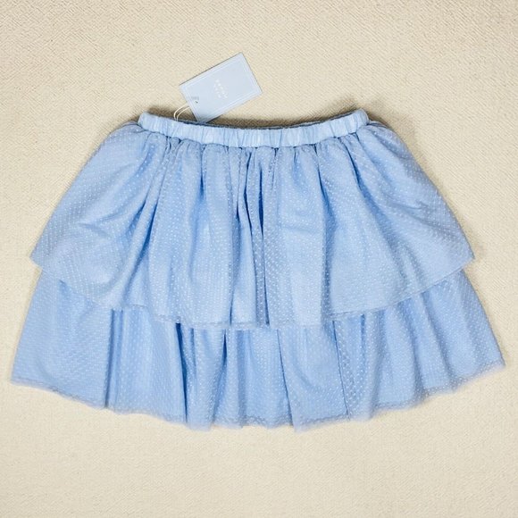 NWT HILL HOUSE HOME Clara Tulle Tiered Mini Skirt sz M Blue Elastic Waist Lined - Picture 3 of 11